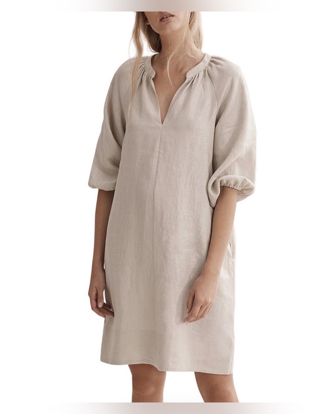 Country Road Metallic Linen Soft Oatmeal / Beige Shimmer Dress Size 6